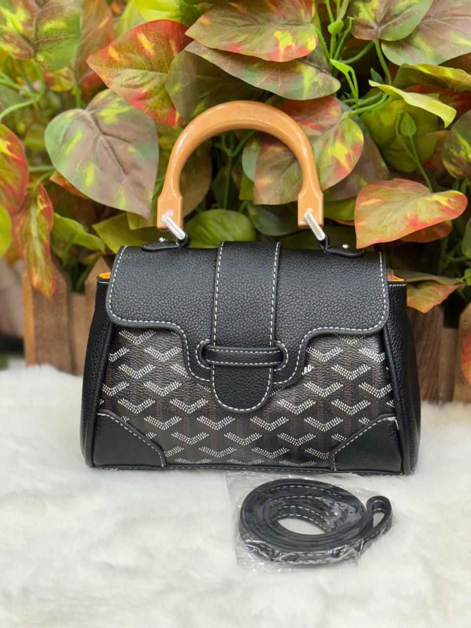 Luxury goyard sling with wooden handle