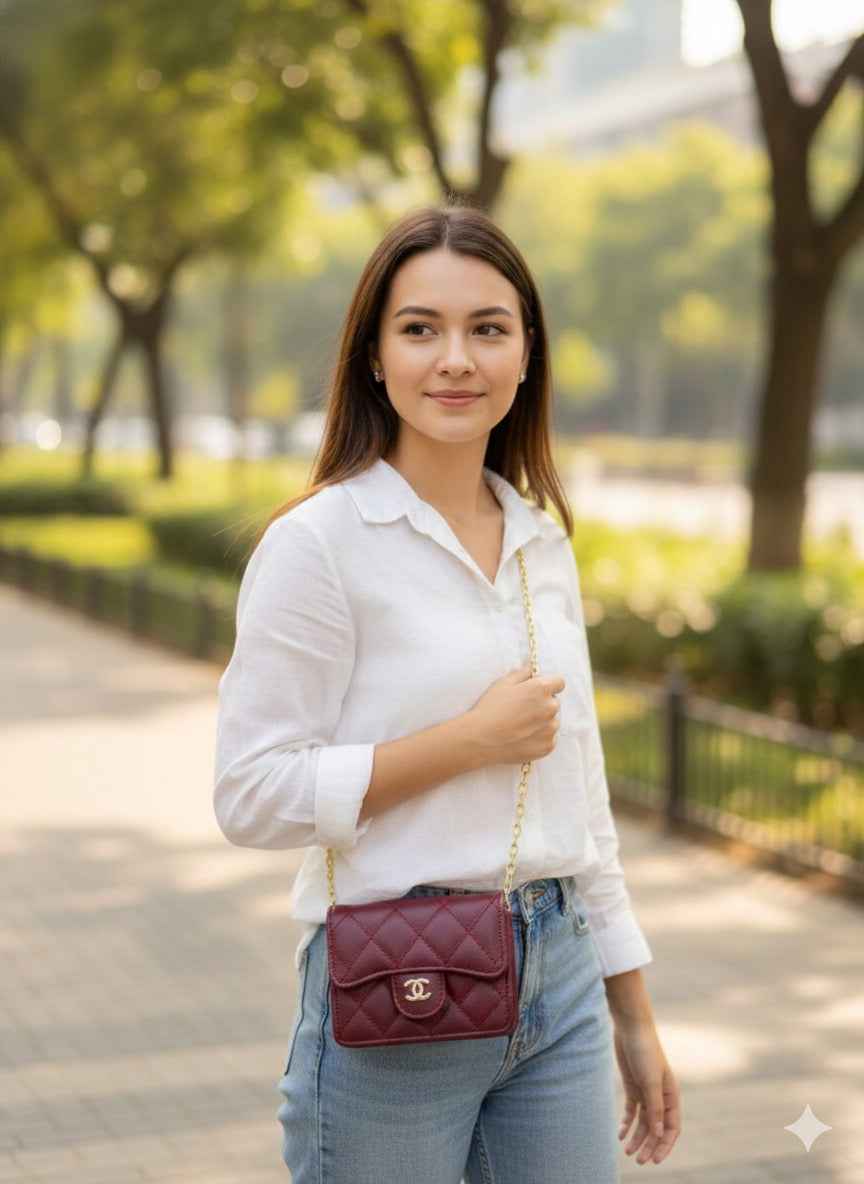 Luxury Chanel wallet cum sling with chain for women