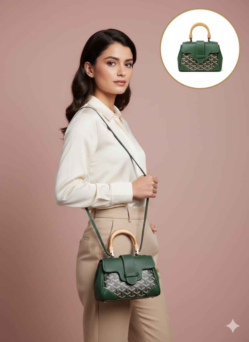 Luxury goyard sling with wooden handle