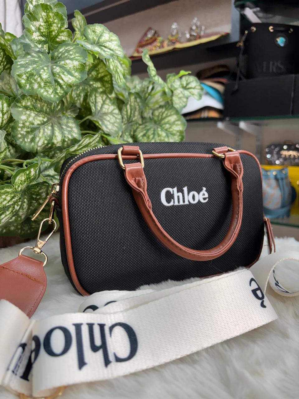 Chloe canvas sling with broad Chloe belt