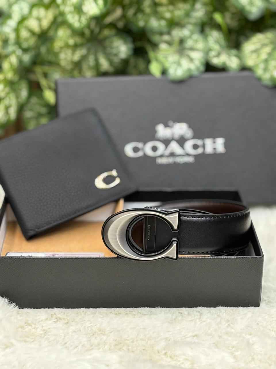Coach gift set genuine leather belt and wallet in too notch quality