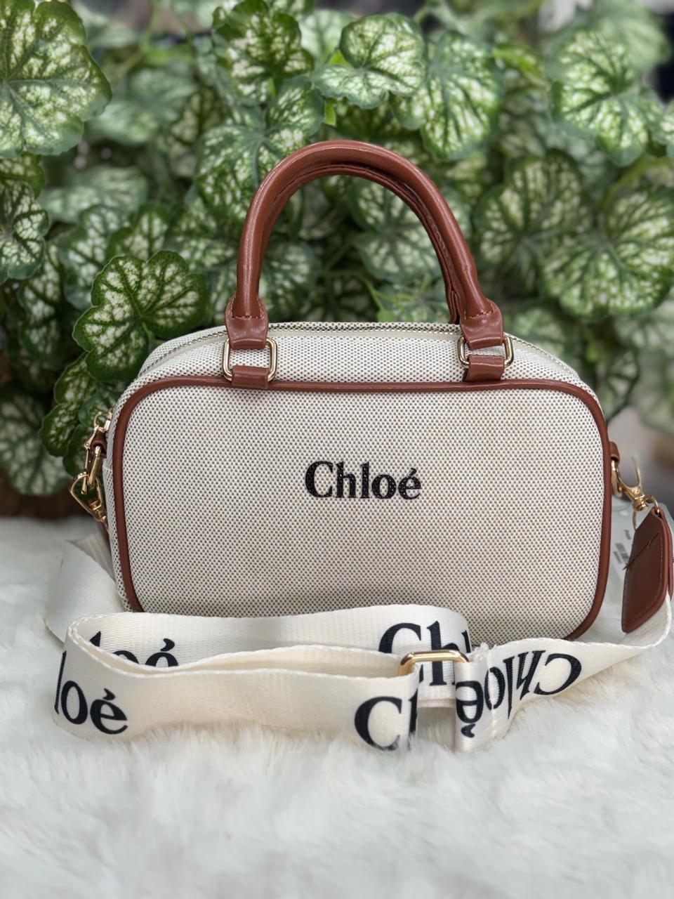 Chloe canvas sling with broad Chloe belt