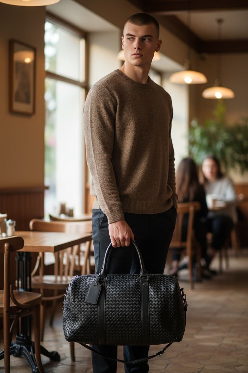 Luxury Bottega Veneta Large Leather Duffle Bag