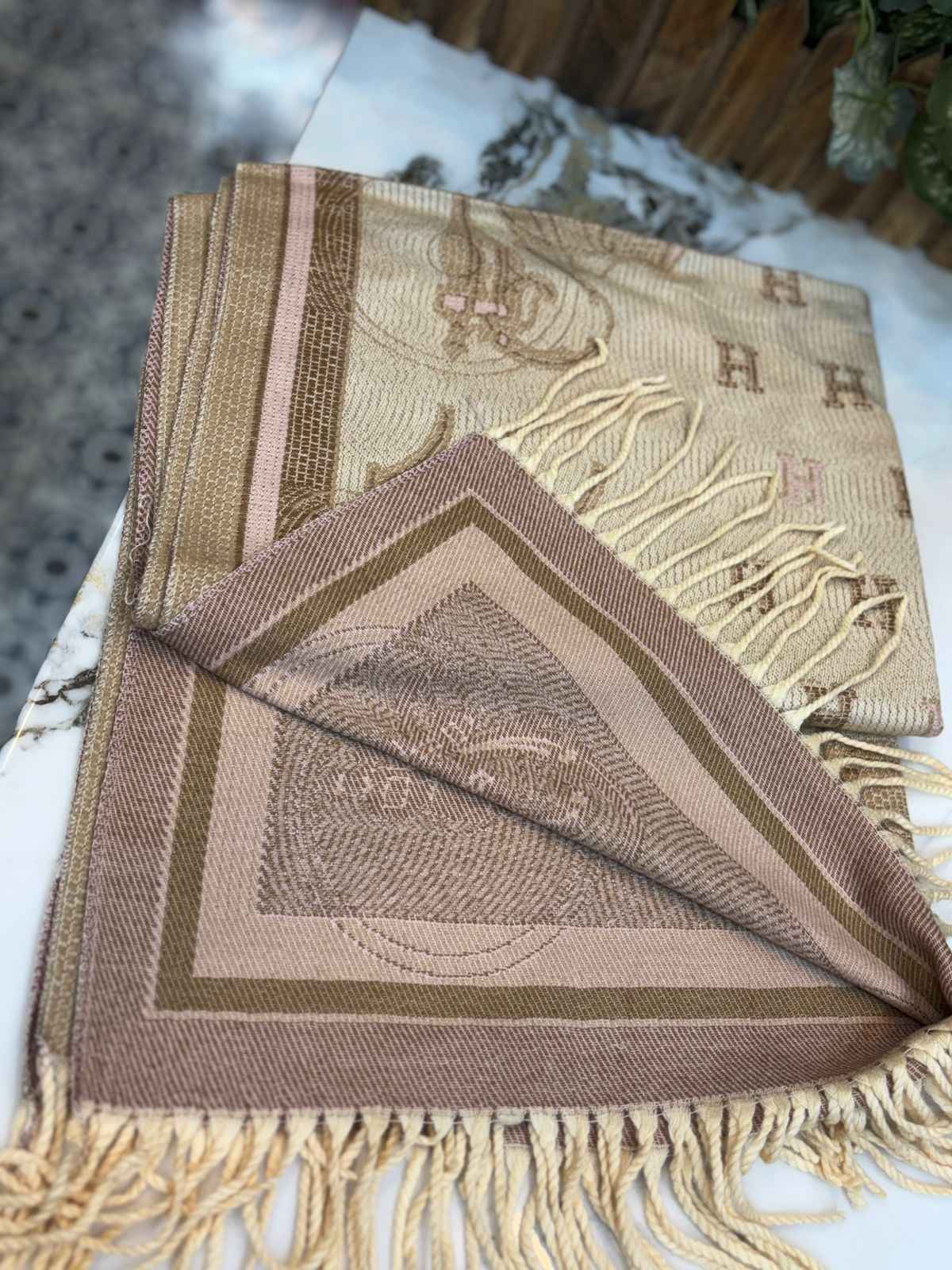 Hermes full length cashmere shawl