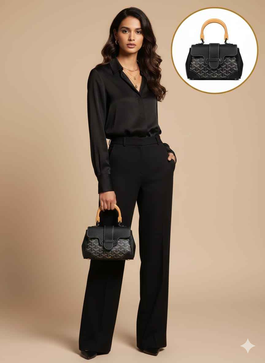 Luxury goyard sling with wooden handle