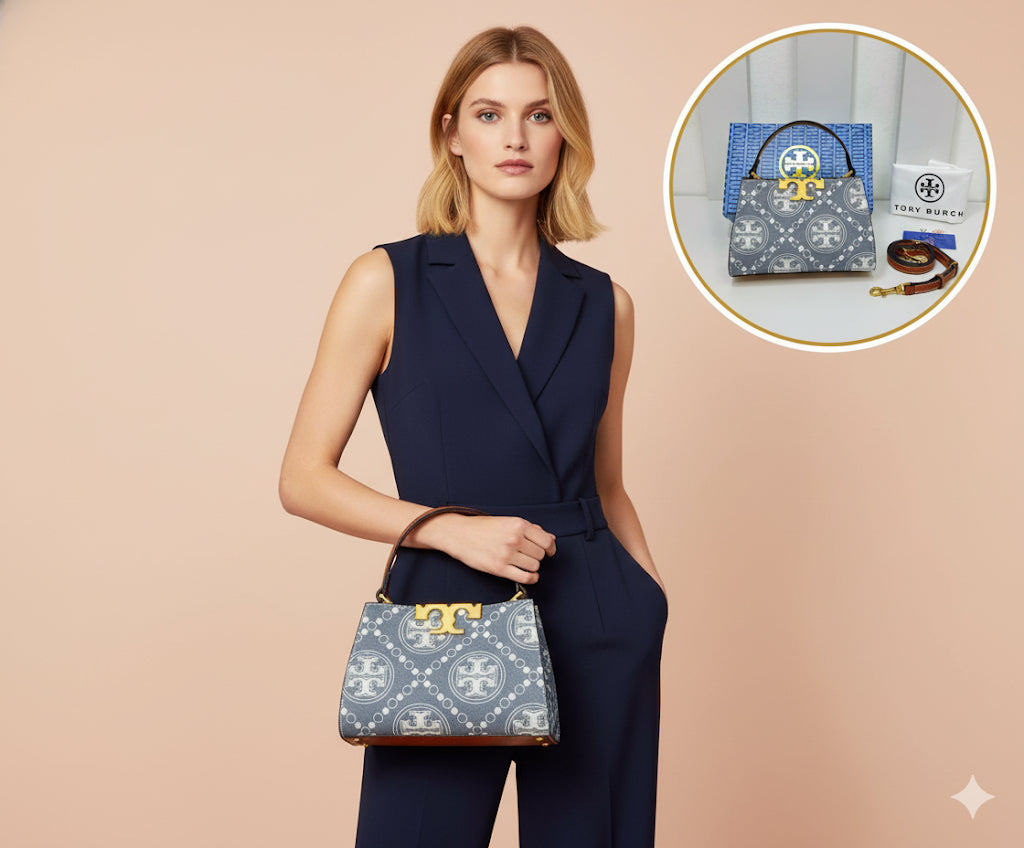 Luxury Tory Burch shoulder bag with top handle for women