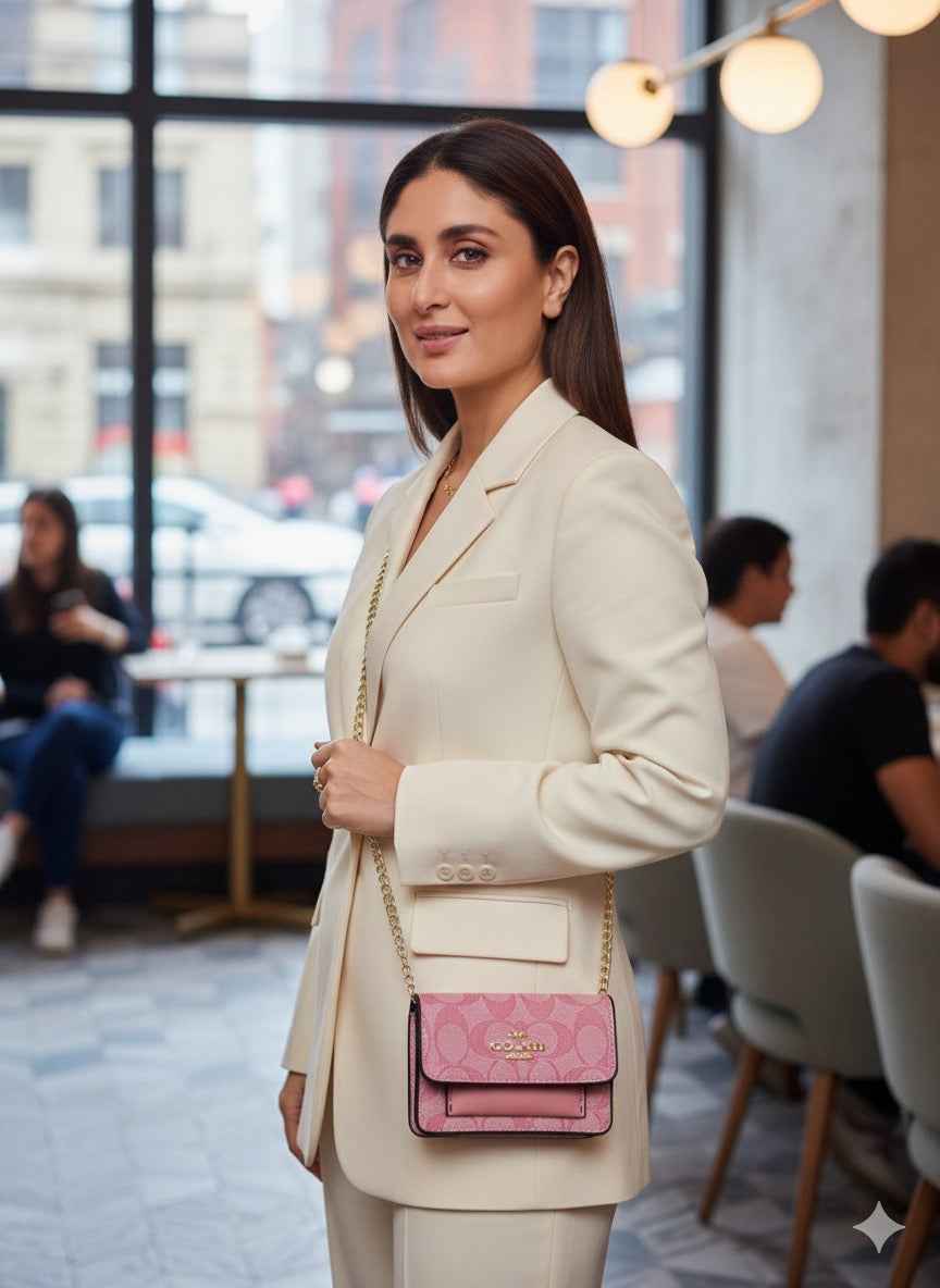 Luxury Coach flap wallet cum sling with chain for women