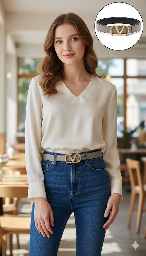 Luxury Valentino V Logo Signature Slim Belt for women