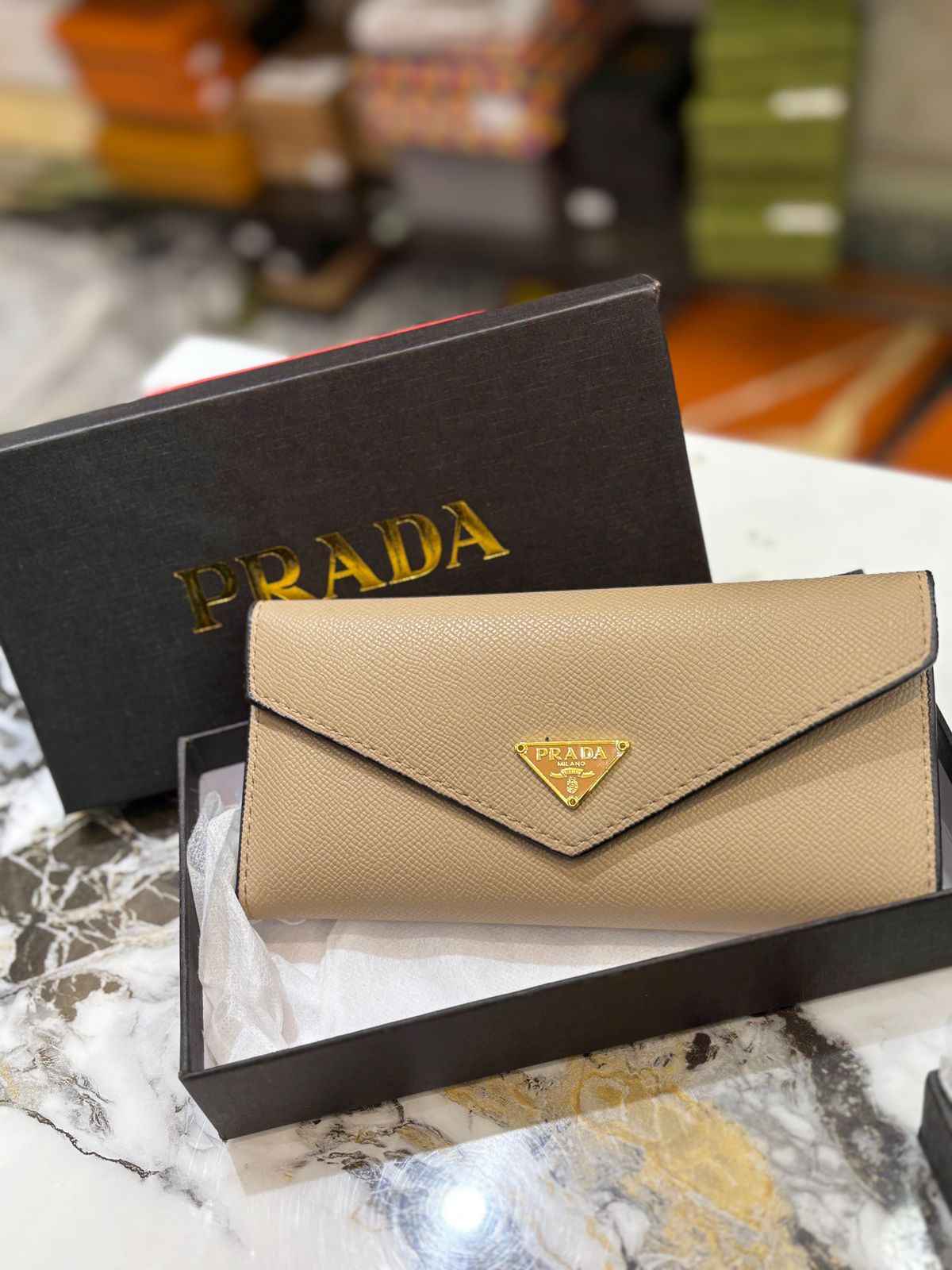 Prada 2 pcs set  three fold wallet with card holder