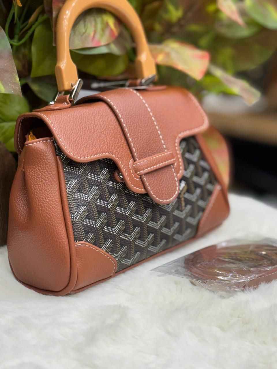 Luxury goyard sling with wooden handle