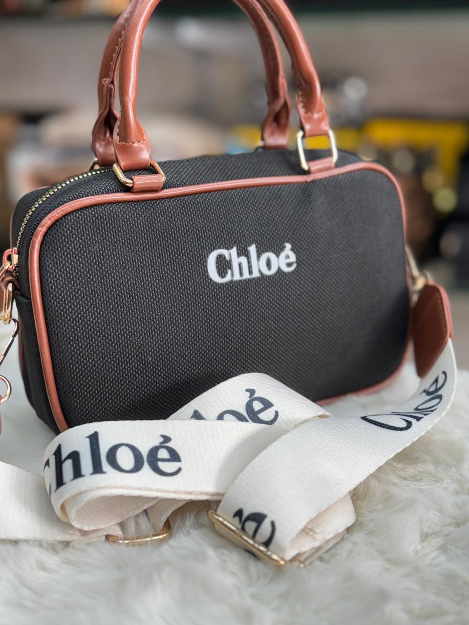 Chloe canvas sling with broad Chloe belt