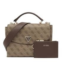 Luxury Guess top handle bag with broad belt and stylish coin pouch