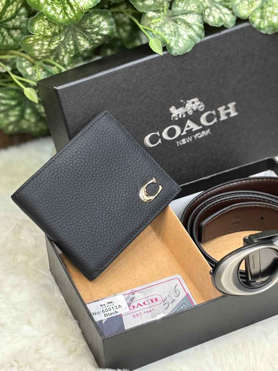 Coach gift set genuine leather belt and wallet in too notch quality