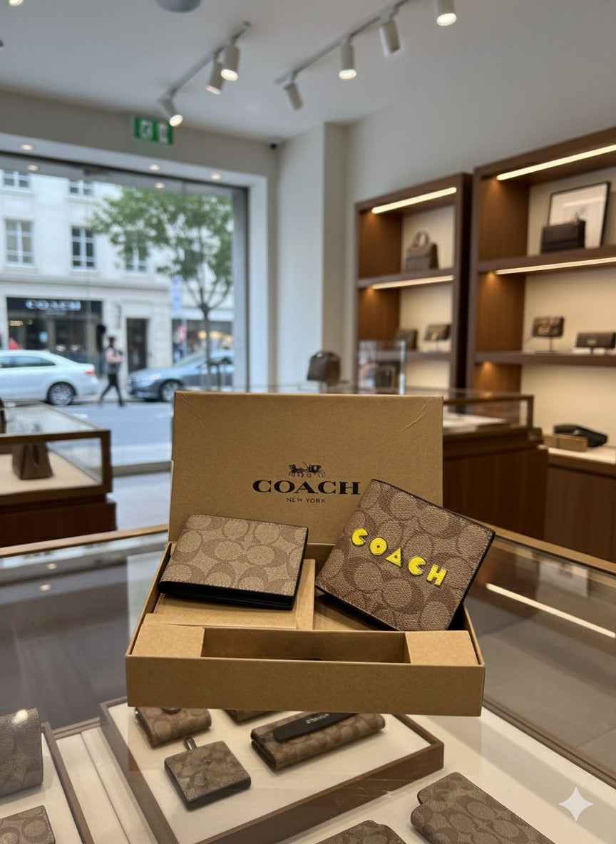 Luxury coach wallet set for men( 3 pcs ) includes wallet,card holder,key chain set