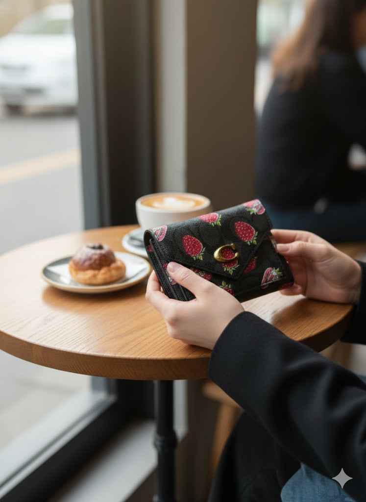 Coach flap strawberry wallet