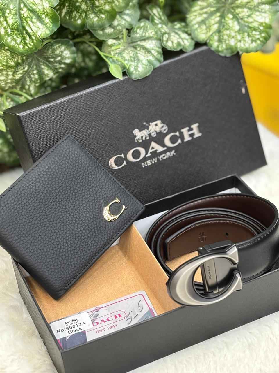 Coach gift set genuine leather belt and wallet in too notch quality