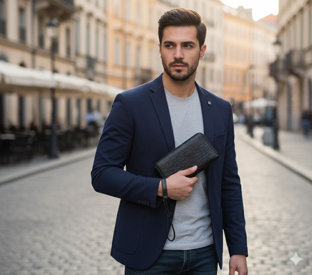 Luxury Armani Long Wristlet wallet with zip