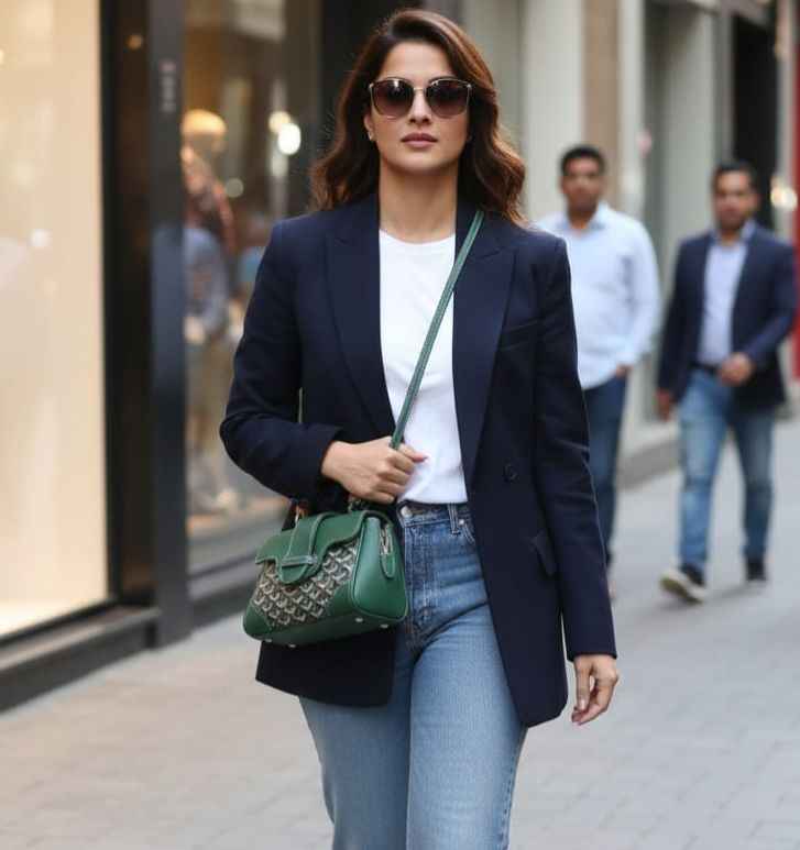 Luxury goyard sling with wooden handle