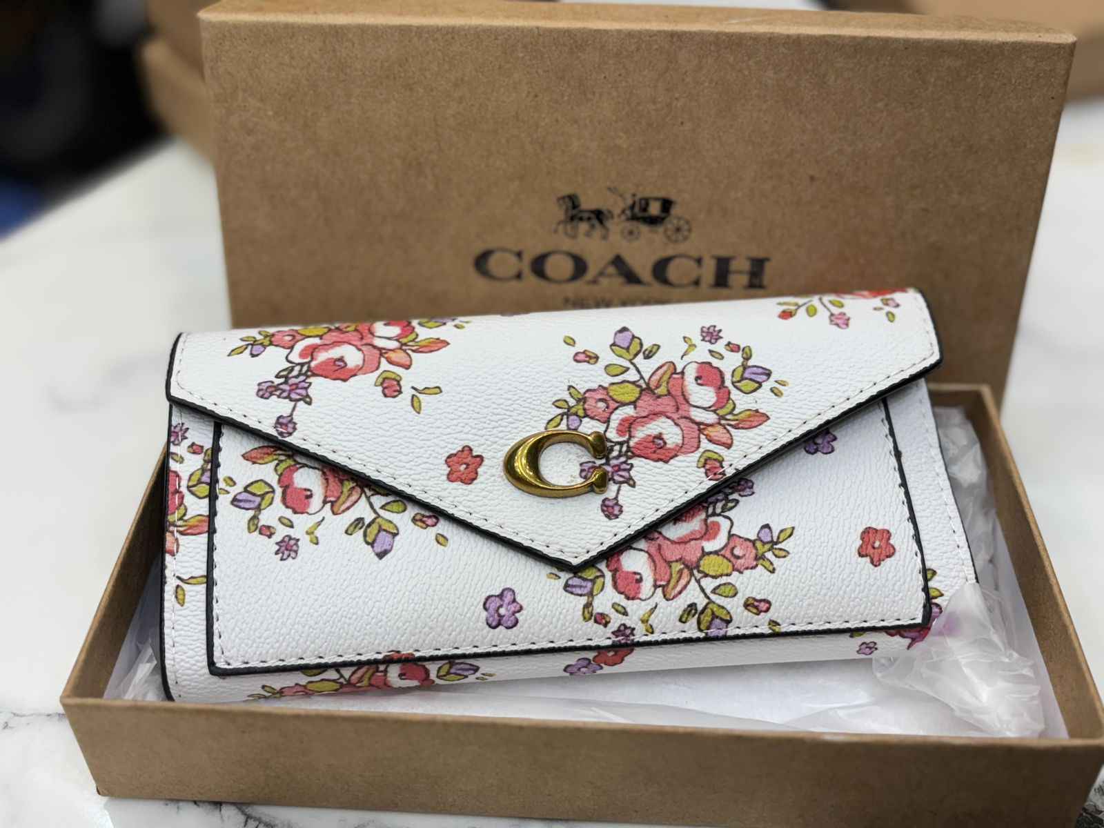 Coach three fold flap long wallet