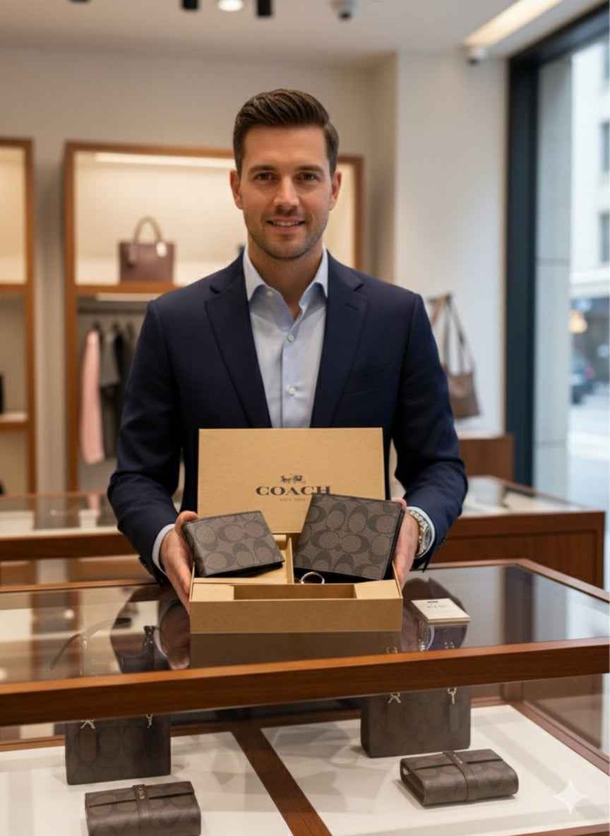 Luxury coach wallet set (3 pcs set ) for men includes wallet,card holder,key chain set