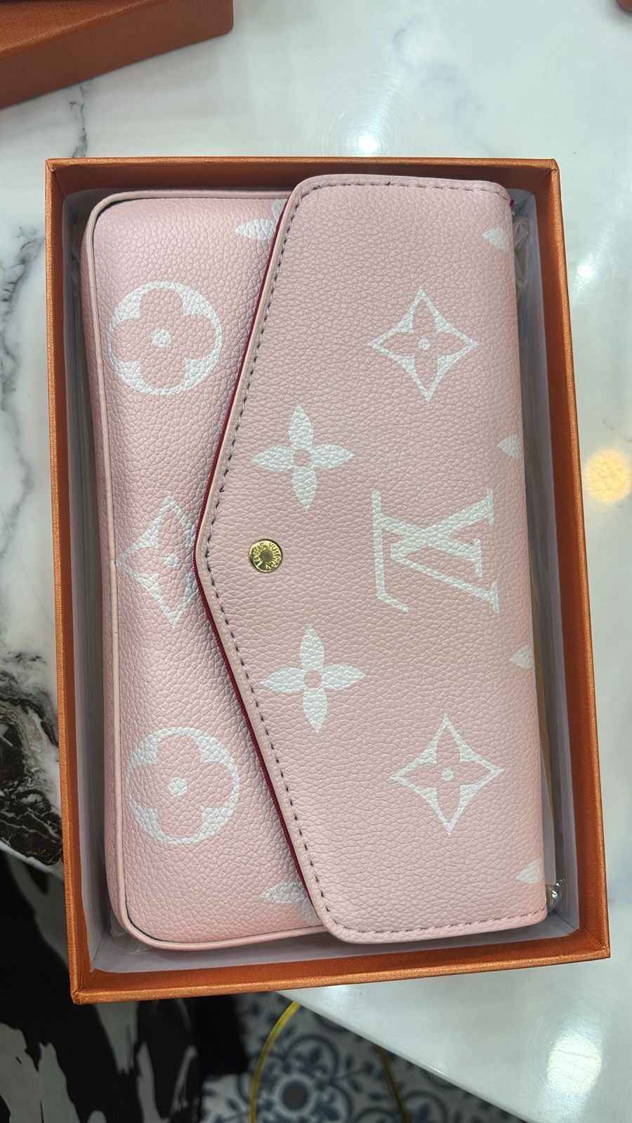 Louis Vuitton (lv) sling (three pcs set )sling ,wallet and card holder with one belt and detachable chain