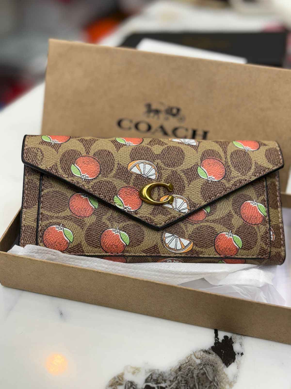 Coach three fold flap long wallet