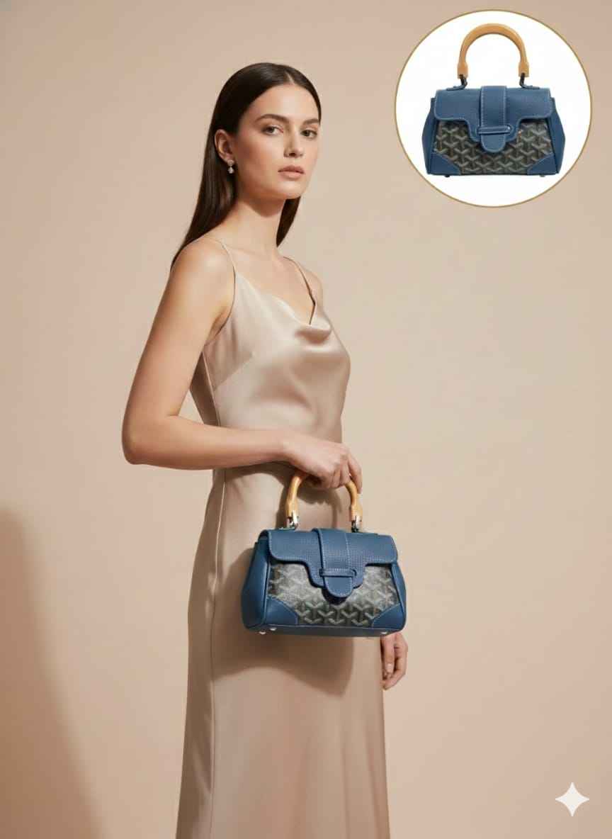 Luxury goyard sling with wooden handle