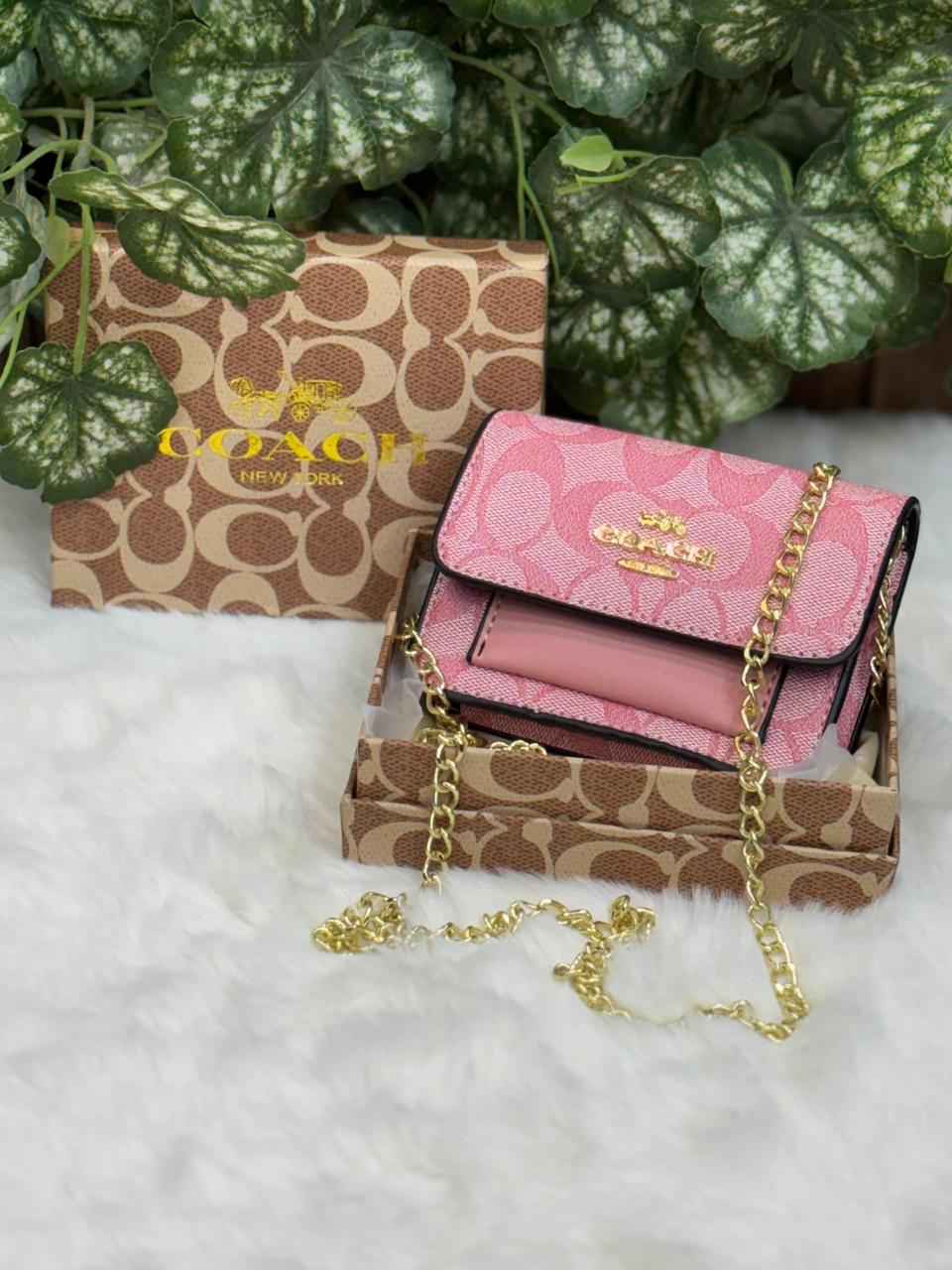 Luxury Coach flap wallet cum sling with chain for women