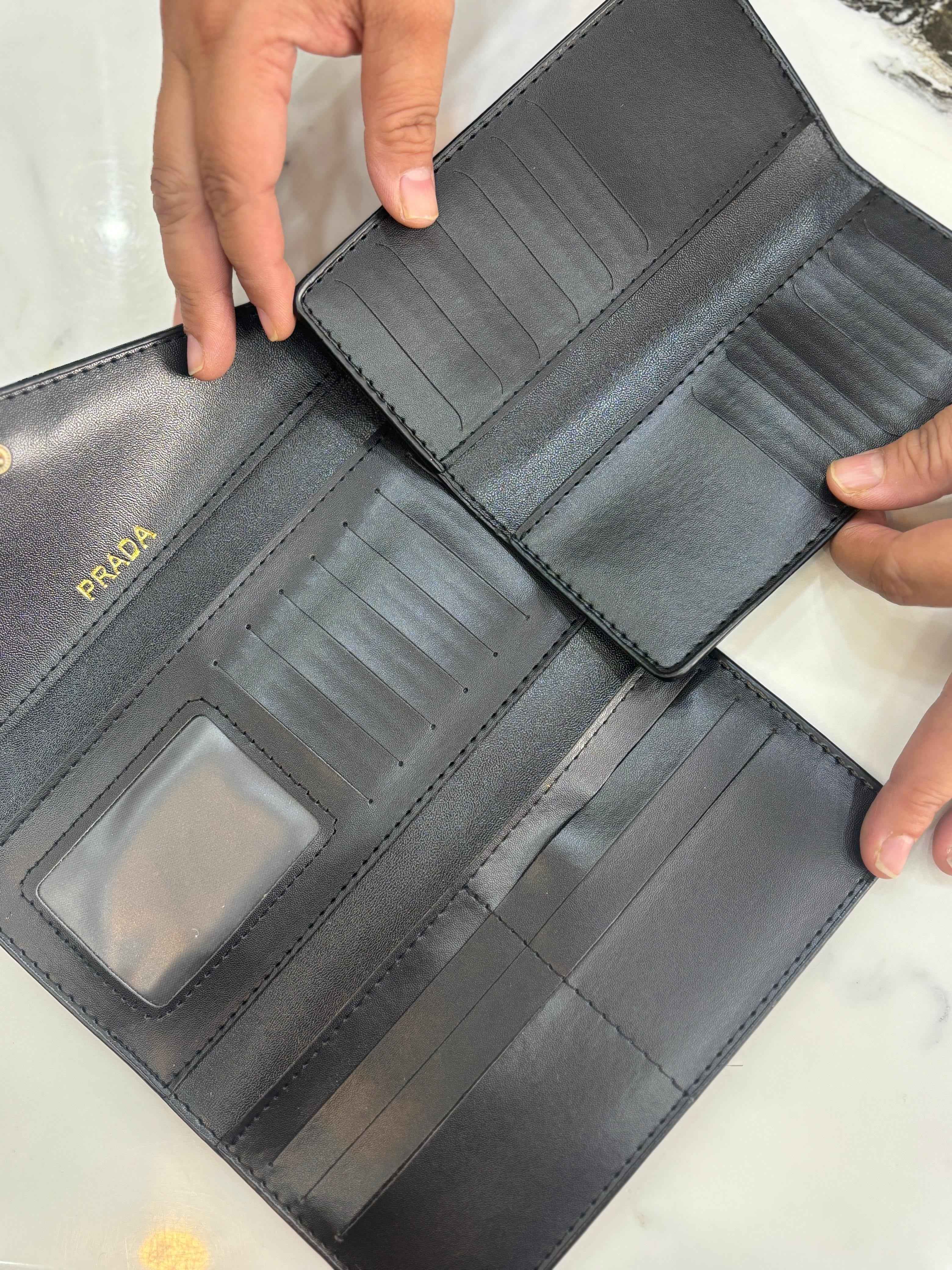 Prada 2 pcs set  three fold wallet with card holder