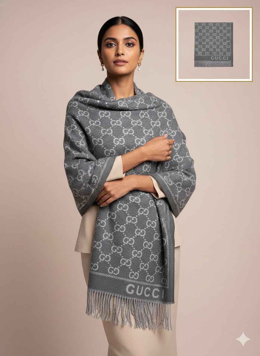 Luxury Gucci GG Full Length Cashmere Warm Shawl for Women