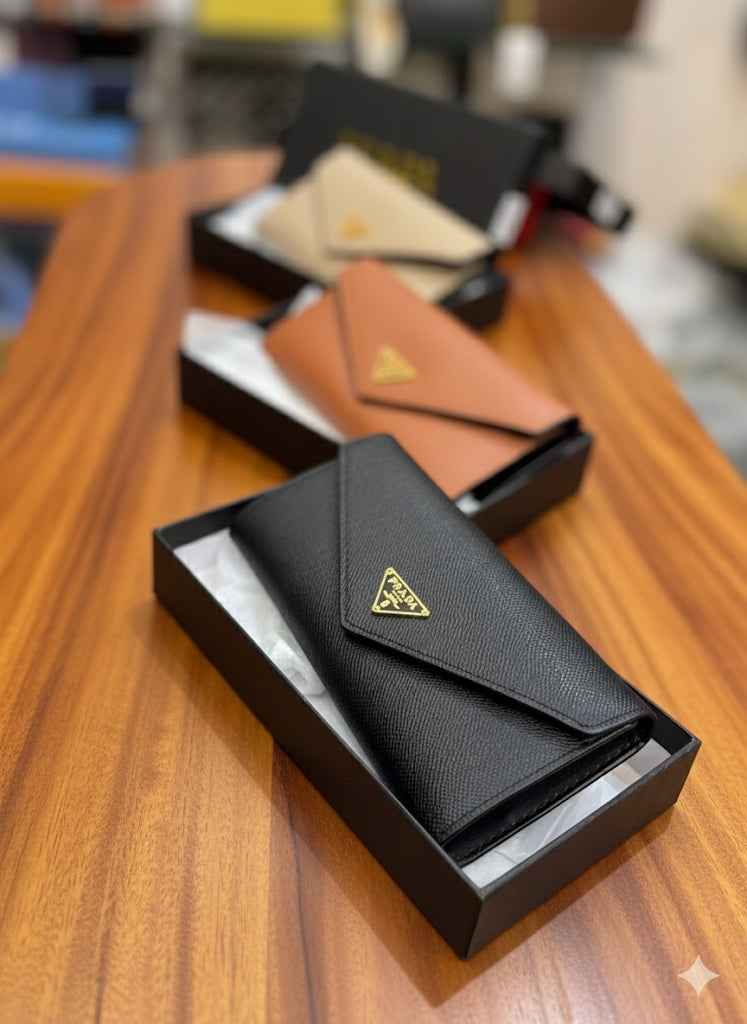 Prada 2 pcs set  three fold wallet with card holder