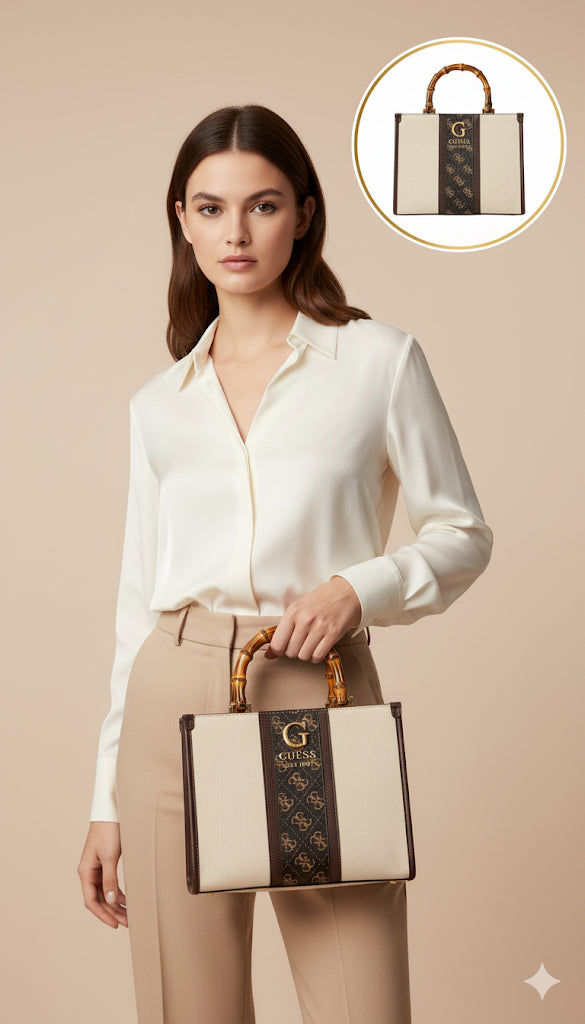 Luxury Guess Kerima Bamboo Handle Handbag for women