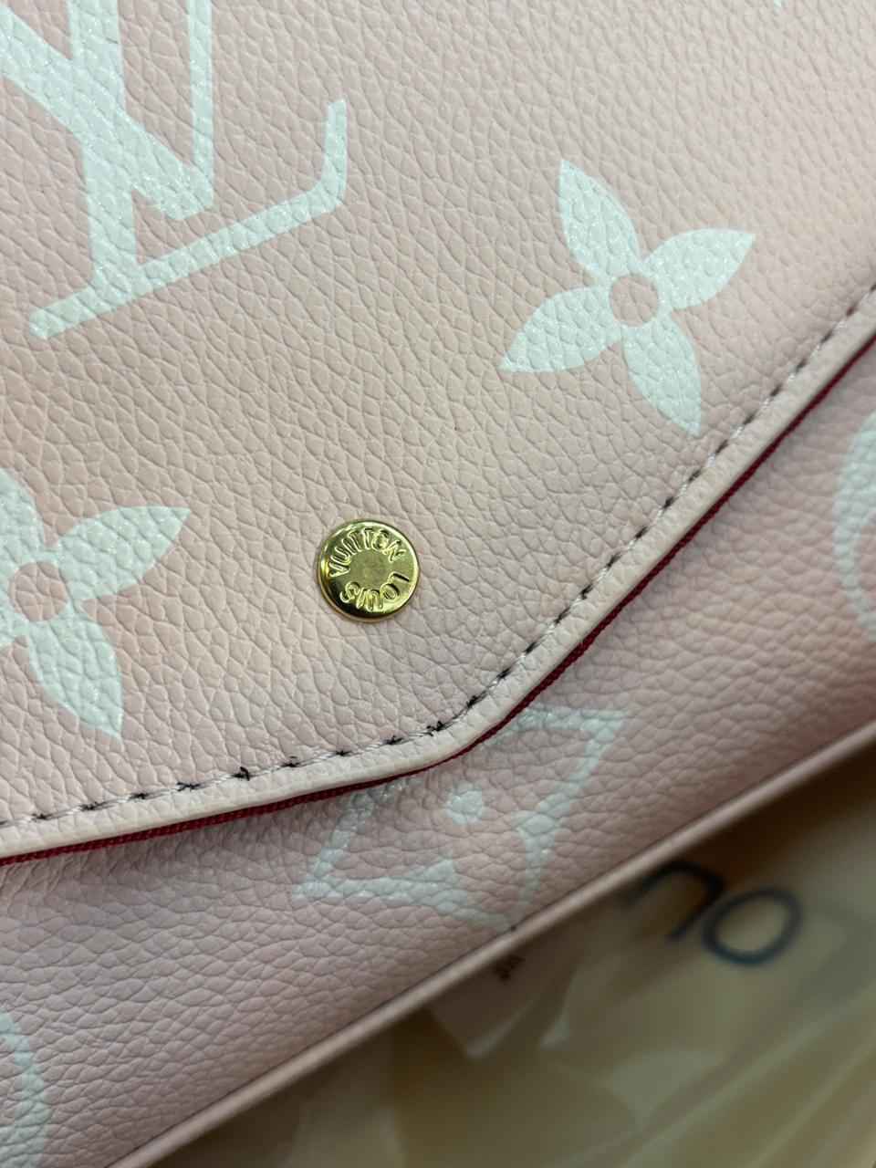 Louis Vuitton (lv) sling (three pcs set )sling ,wallet and card holder with one belt and detachable chain