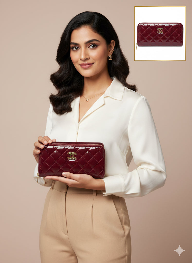 Chanel long women zipper wallet