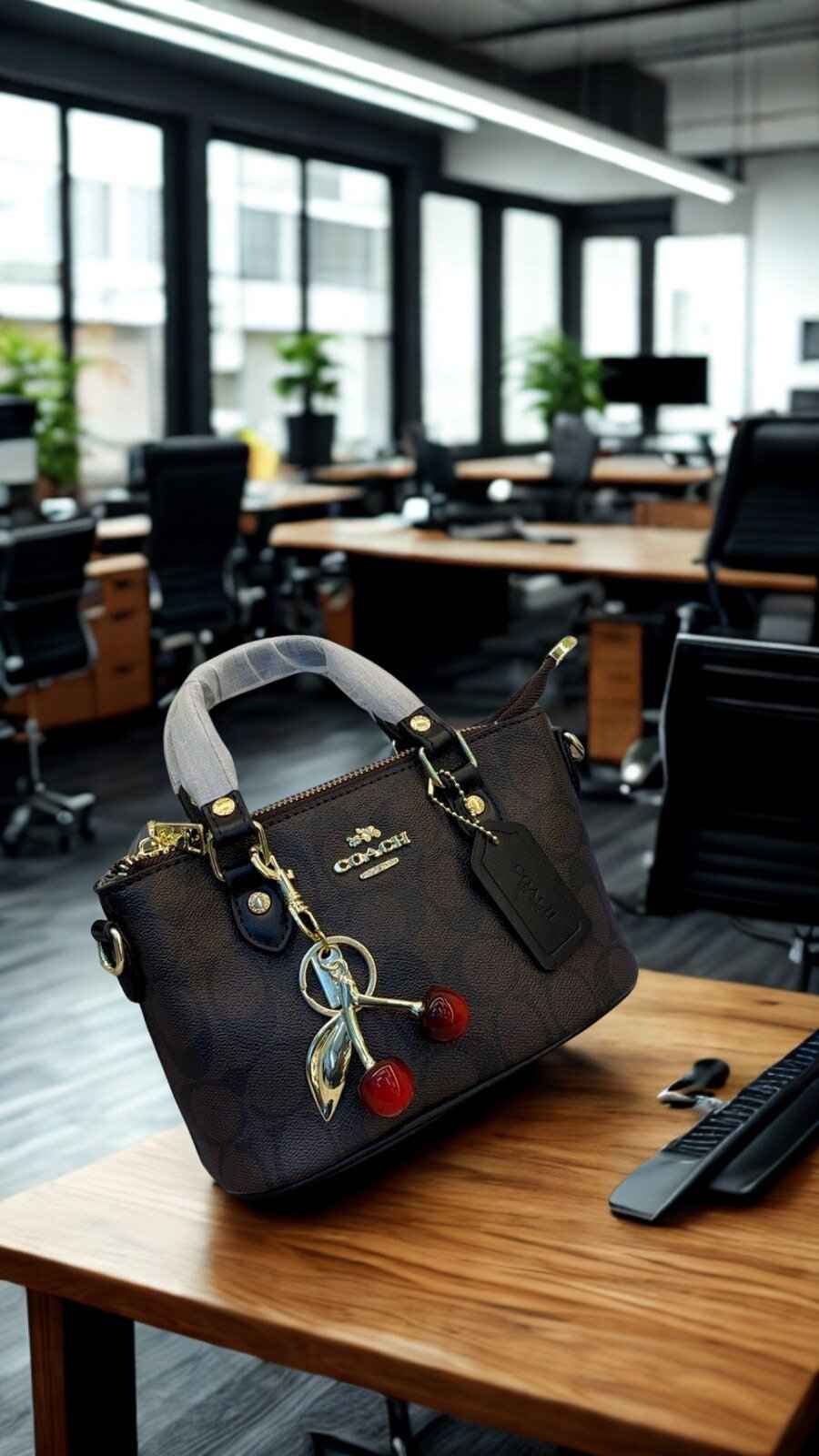 Coach mini crossbody bag with cherry charm