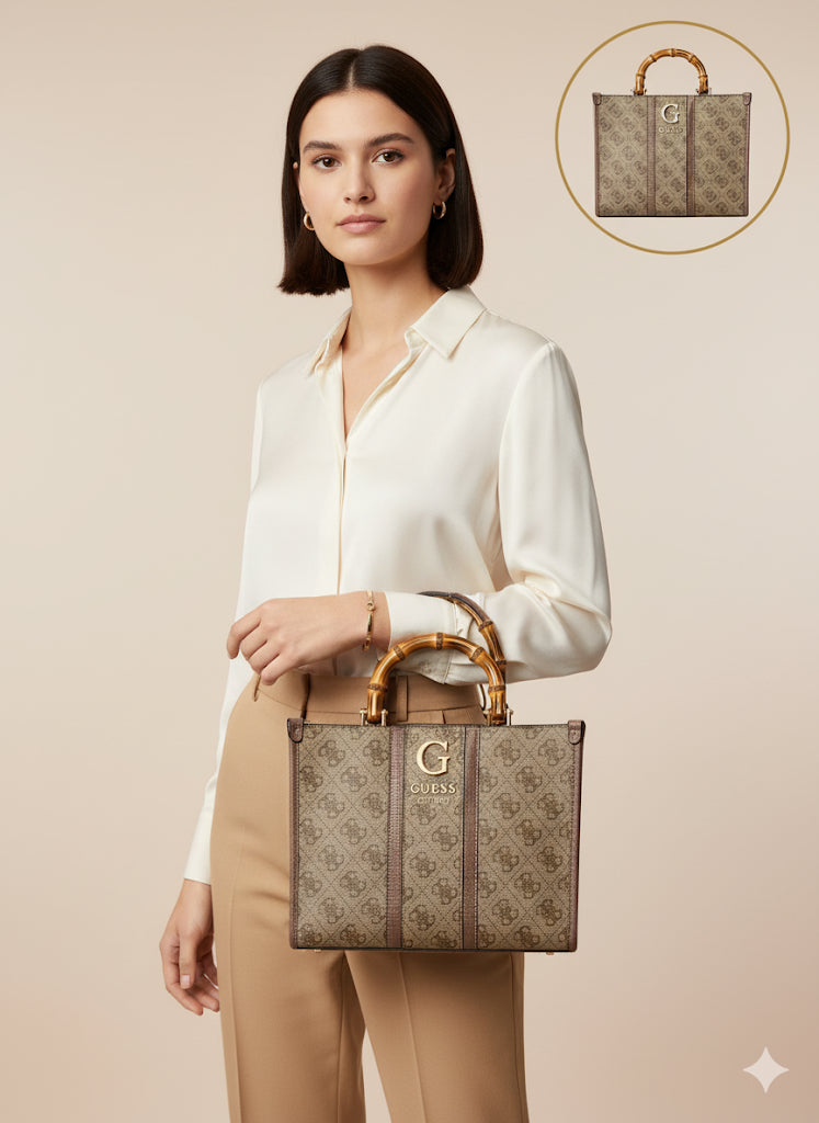 Luxury Guess Kerima Bamboo Handle Handbag for women