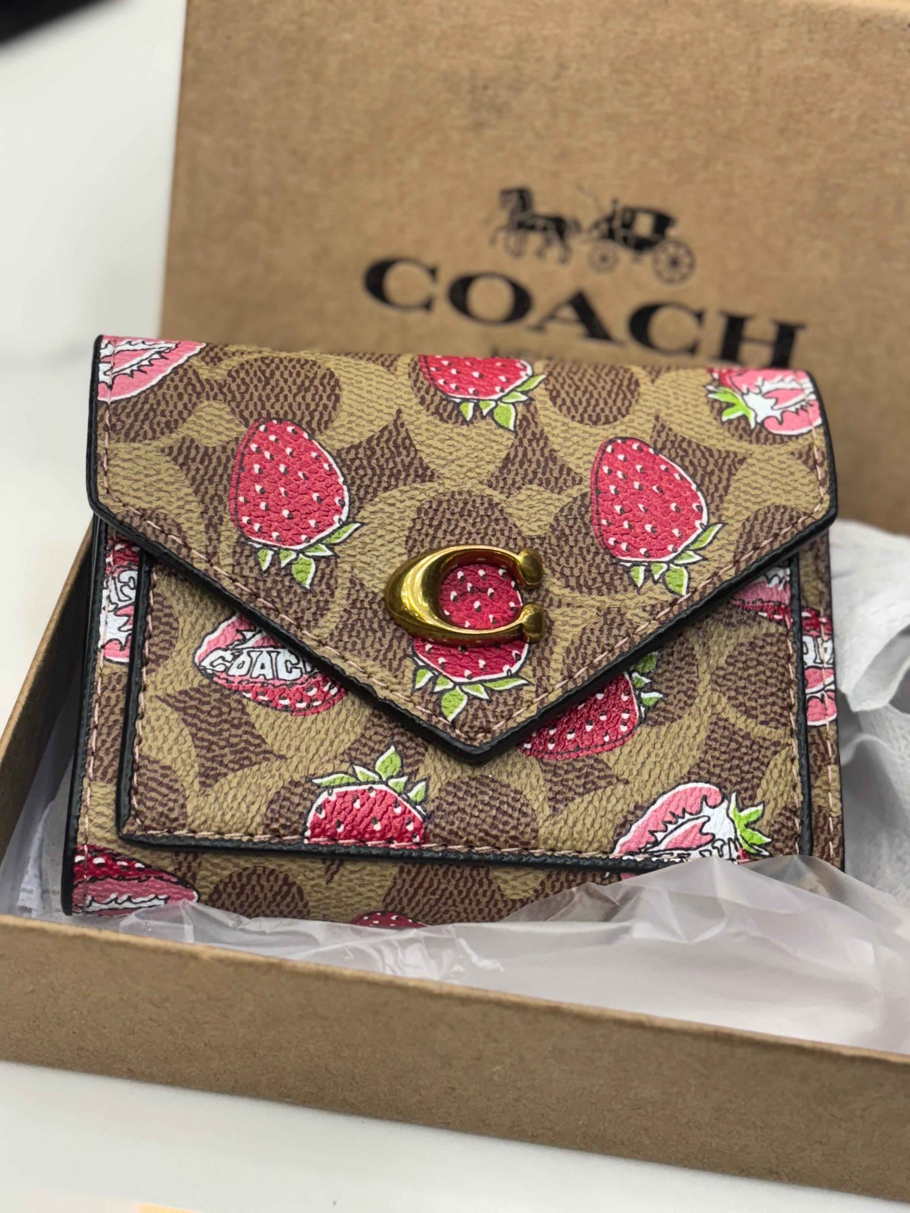 Coach flap strawberry wallet