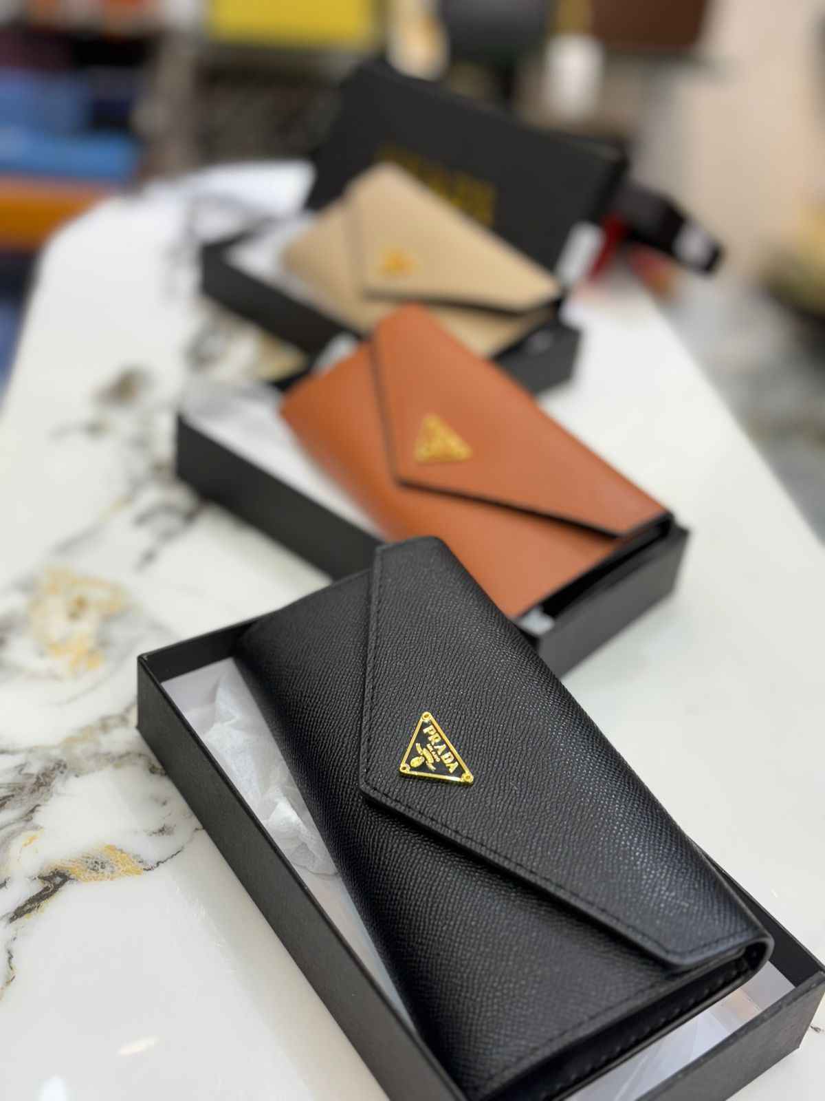 Prada 2 pcs set  three fold wallet with card holder