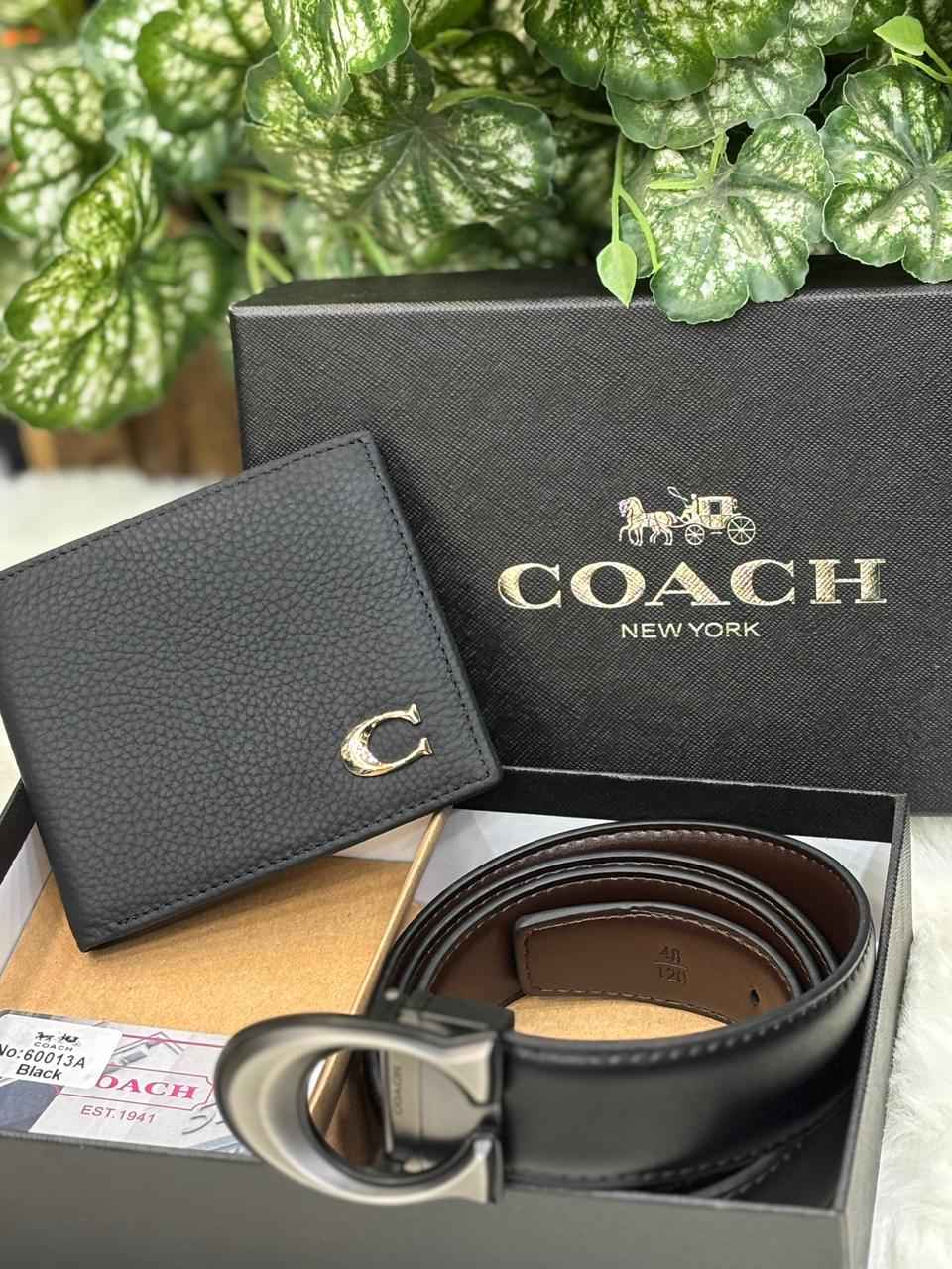 Coach gift set genuine leather belt and wallet in too notch quality