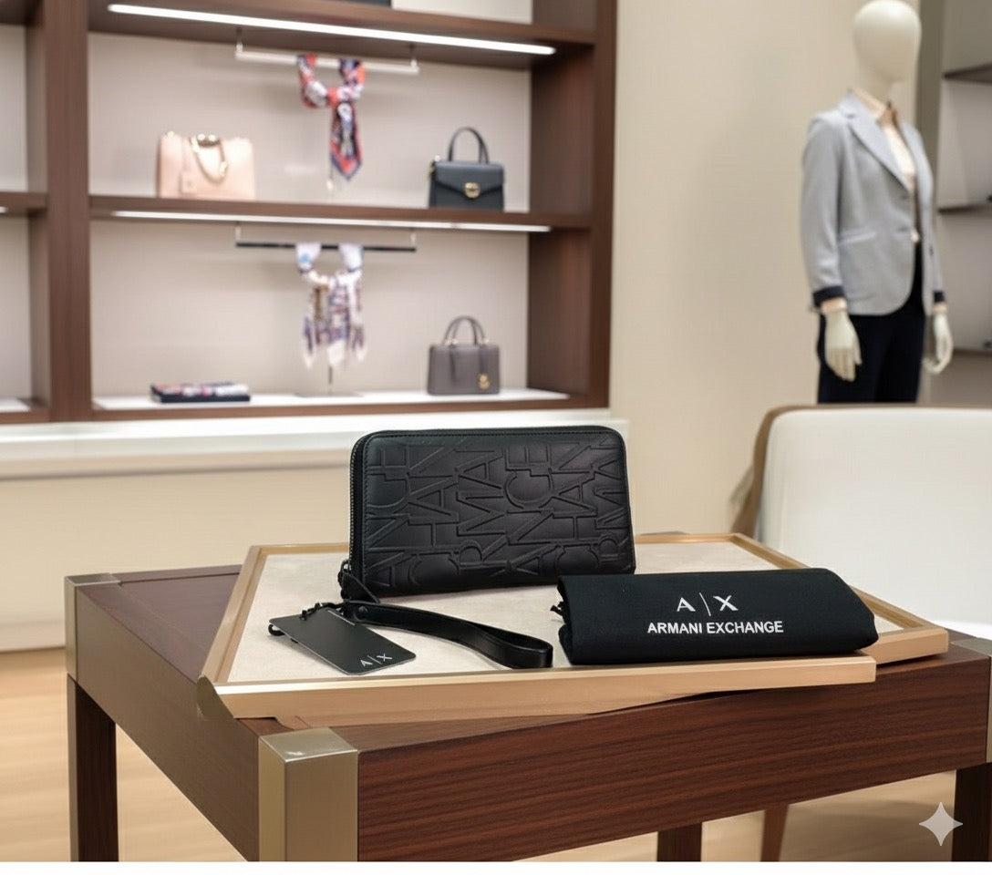 Luxury Armani Long Wristlet wallet with zip