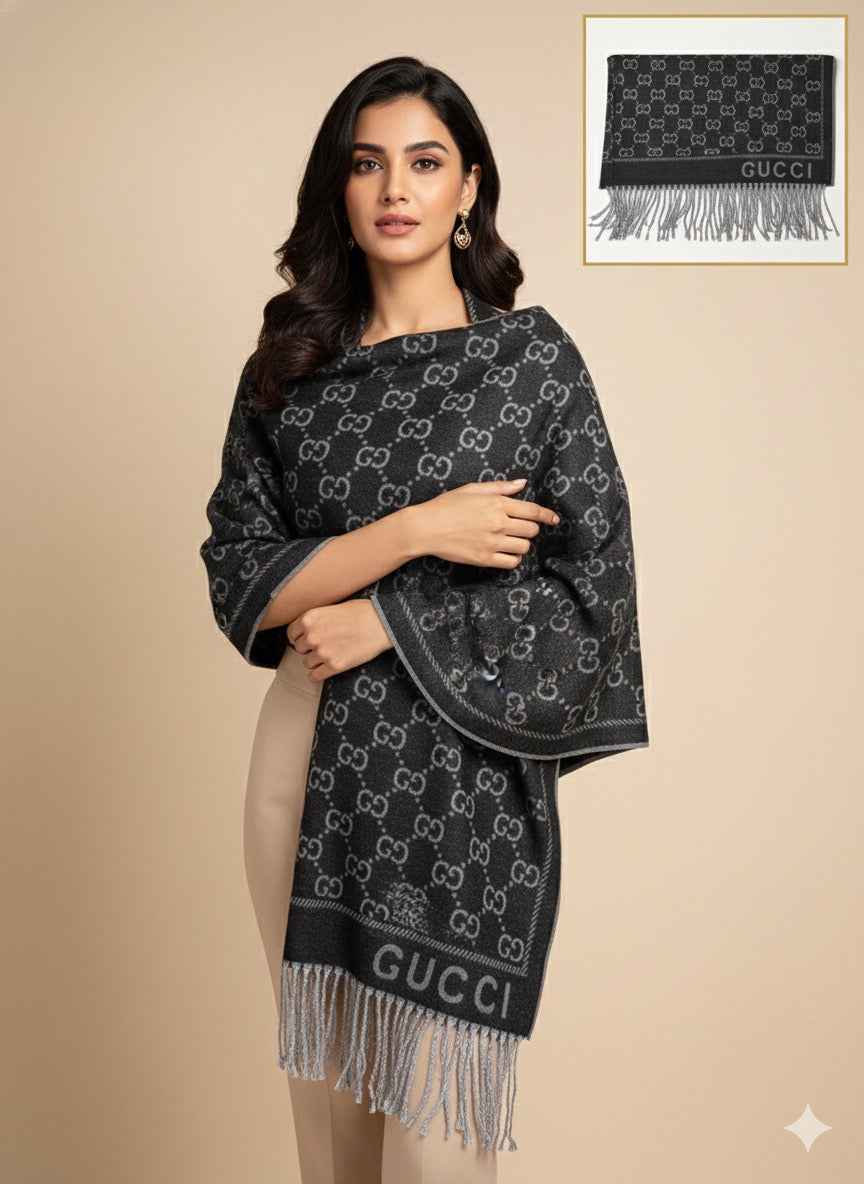 Luxury Gucci GG Full Length Cashmere Warm Shawl for Women