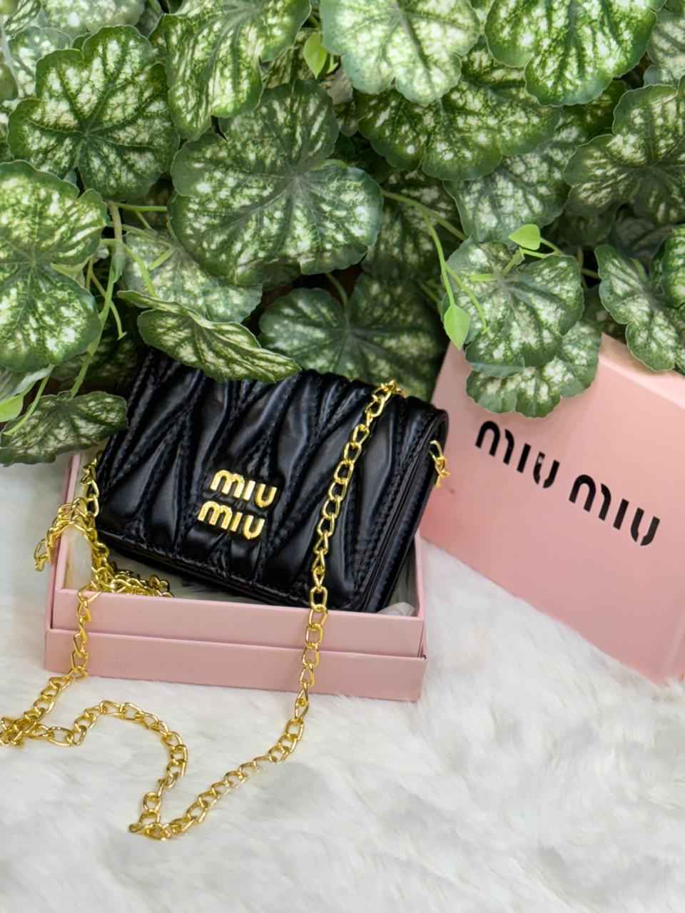 Miu miu wallet cum sling with chain for premium clients