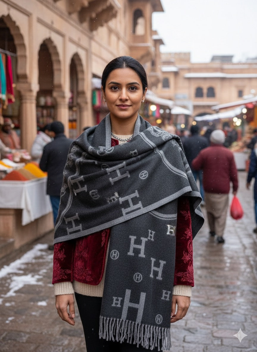 Hermes shawl full length cashmere warm for premium clients only