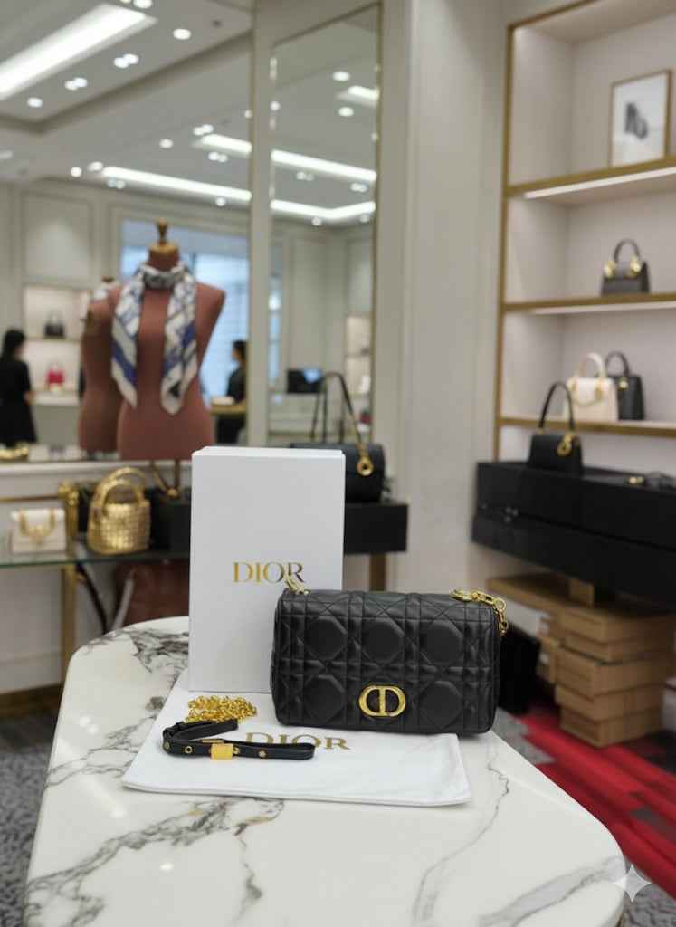 Luxury Dior caro bag in genuine leather