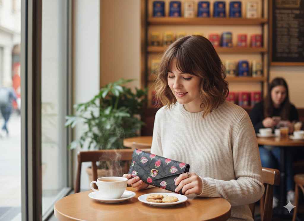 Coach strawberry three fold long wallet ( 2 pcs set )