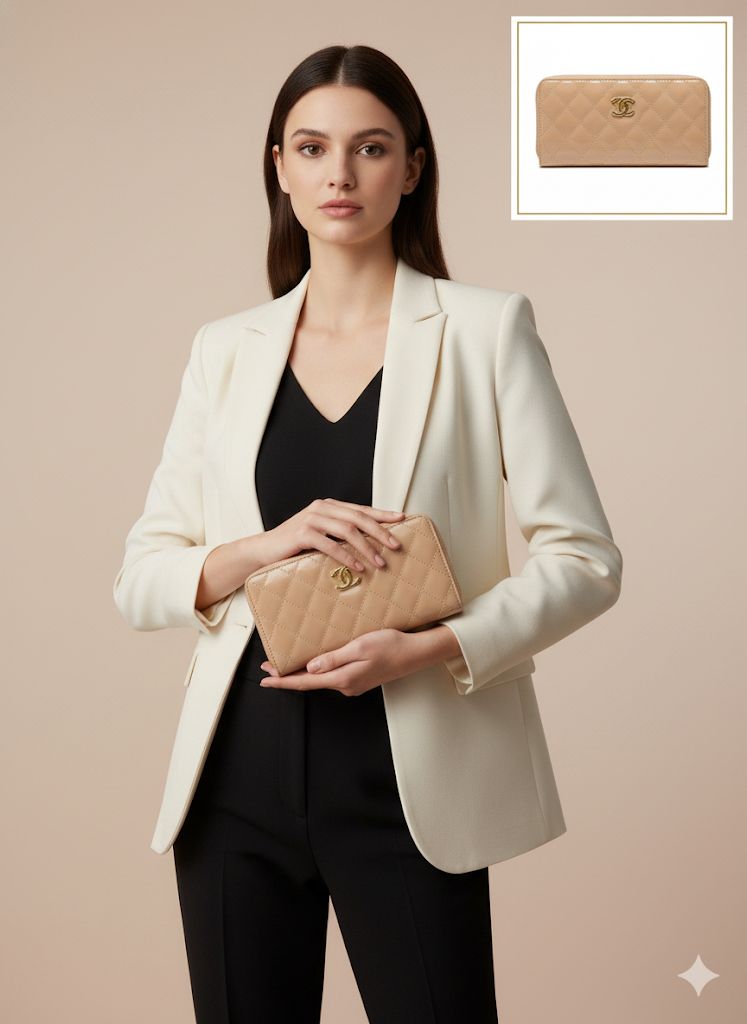 Chanel long women zipper wallet