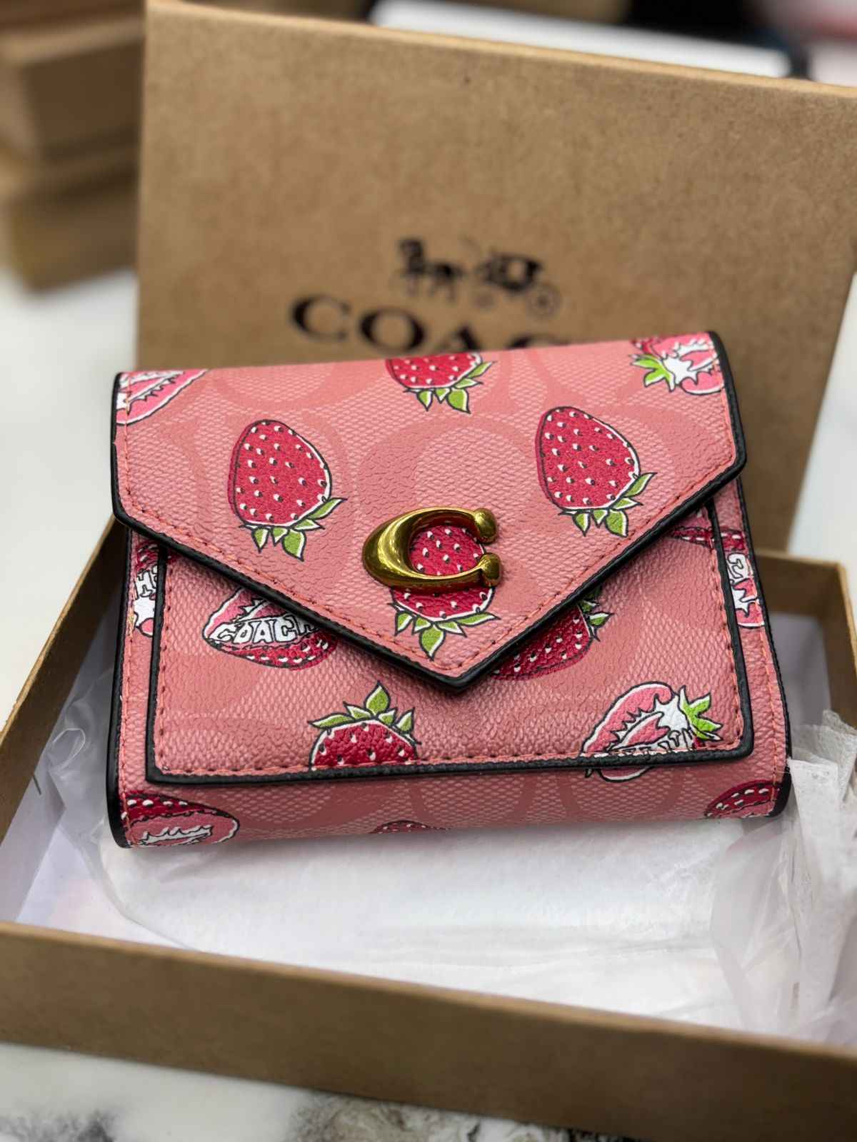 Coach flap strawberry wallet
