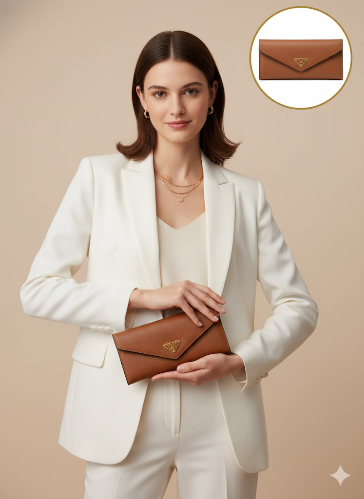 Prada 2 pcs set  three fold wallet with card holder