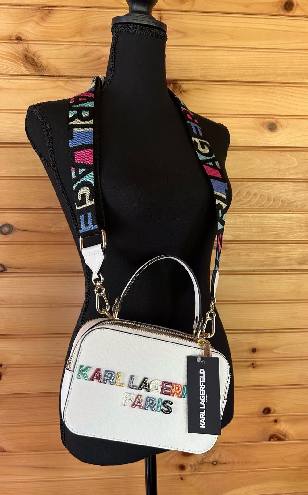 Karl simone crossbody bag with broad belt