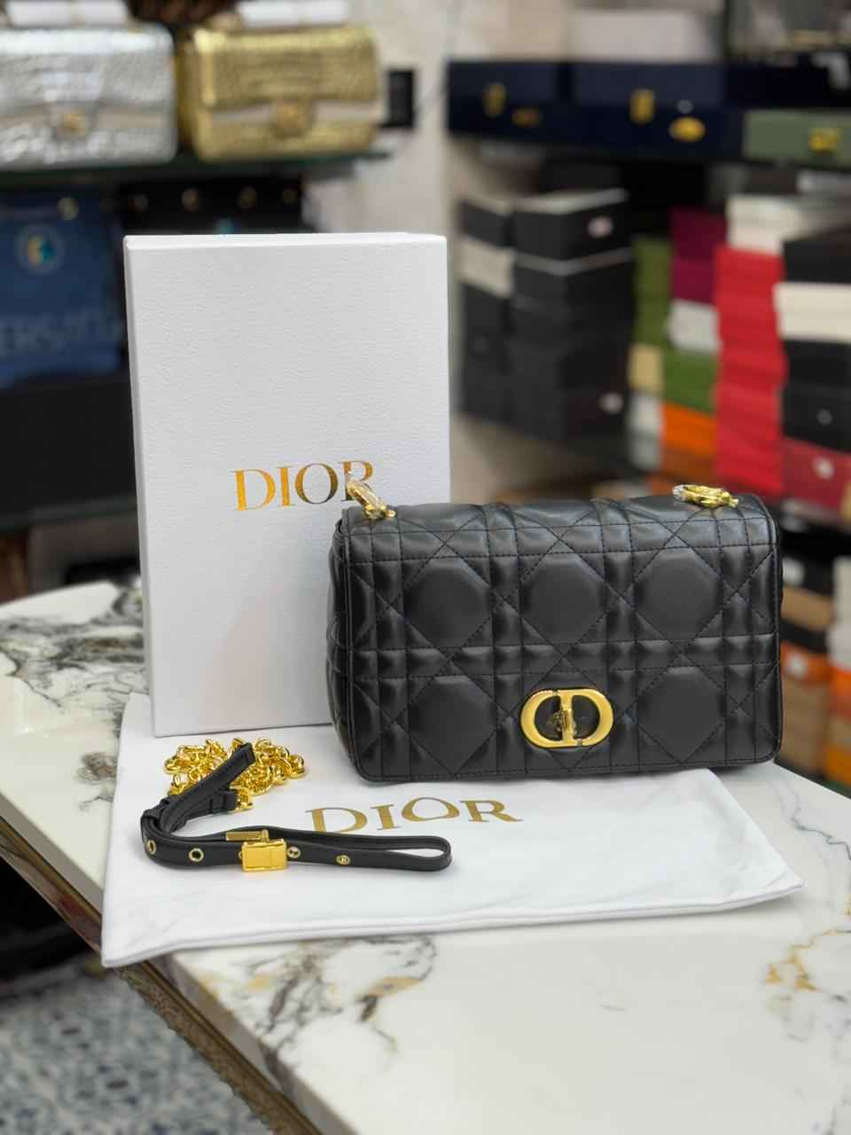 Luxury Dior caro bag in genuine leather